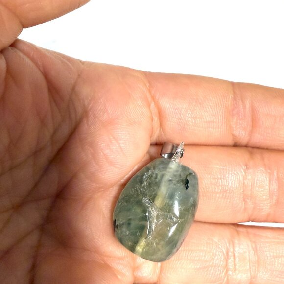 2/$20, Genuine Green Prehnite Pendant, Large Natural Tumbled Gemstone Pendant - Picture 13 of 13